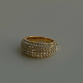 Traditional Ornament High-End Object Vasiliki Paved CZ Dome Ring 18K Gold