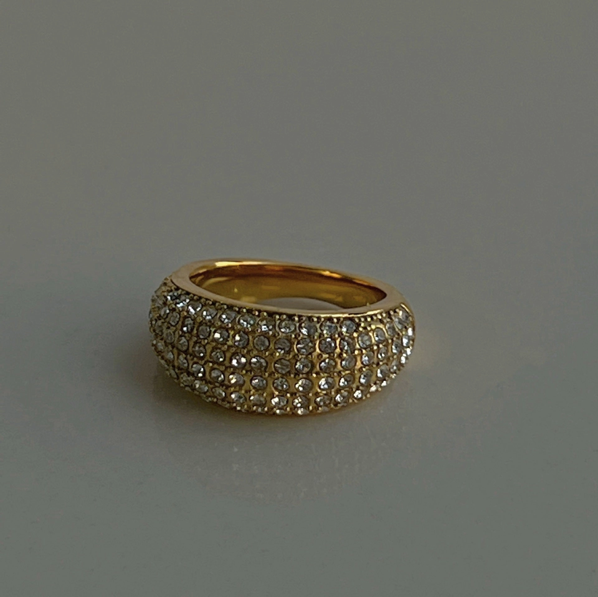 Traditional Ornament High-End Object Vasiliki Paved CZ Dome Ring 18K Gold