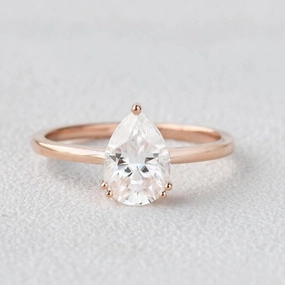 Pear Shaped Moissanite Classic Solitaire Ring Elegant Shape Boho Charm