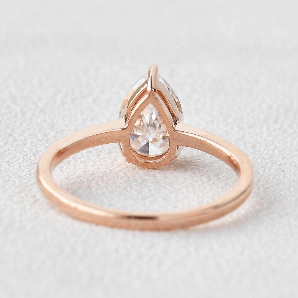 Pear Shaped Moissanite Classic Solitaire Ring Chic Ensemble