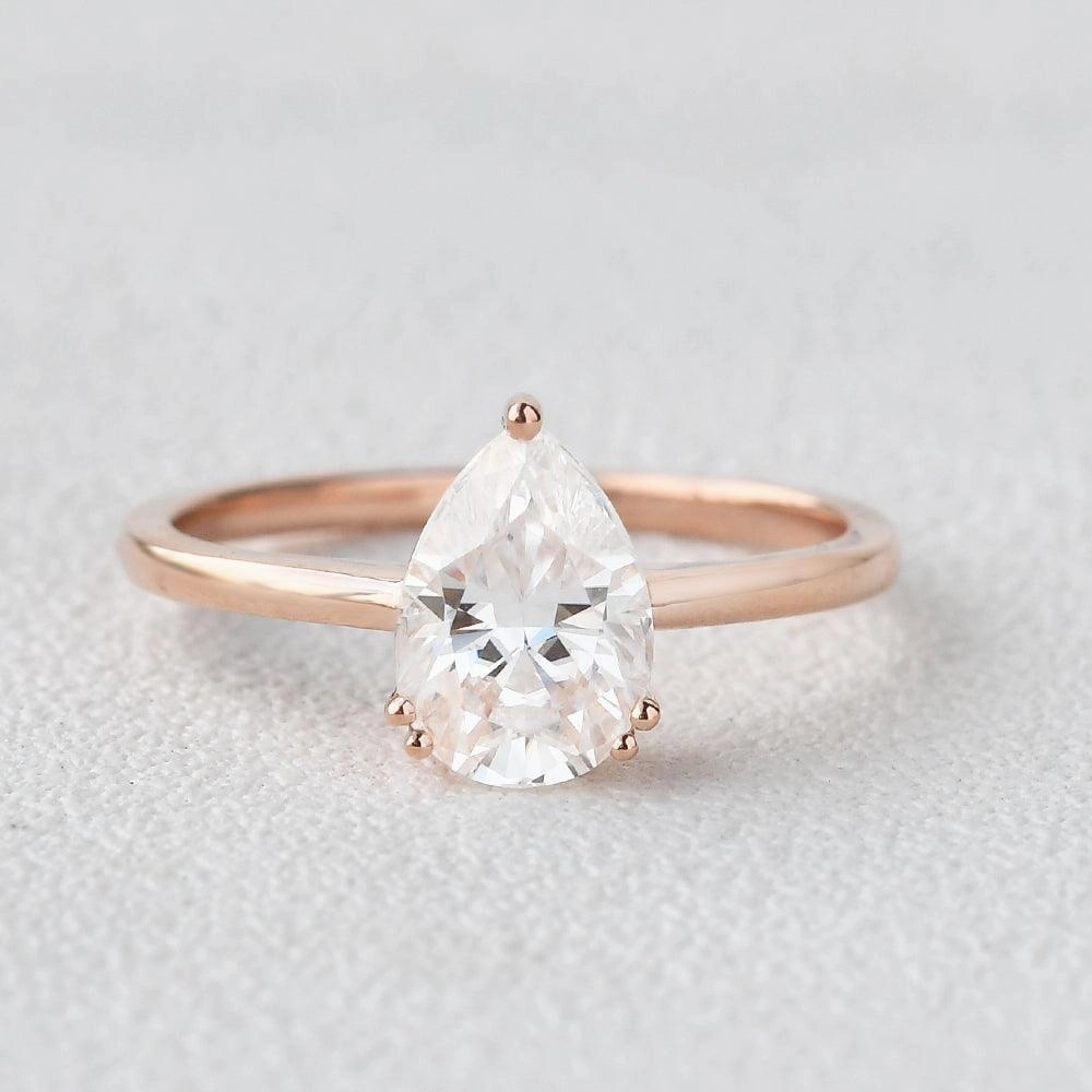 Pear Shaped Moissanite Classic Solitaire Ring Elegant Shape Boho Charm
