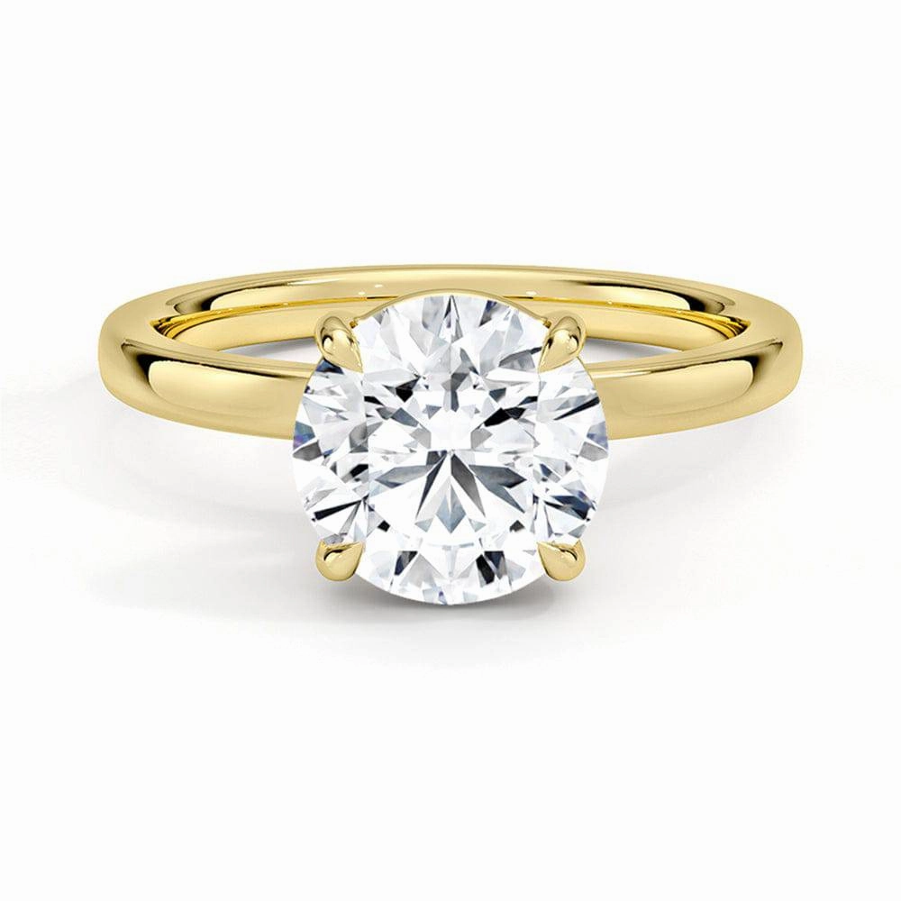 Crisp Detail Classic Round Solitaire Brilliant Moissanite Engagement Ring