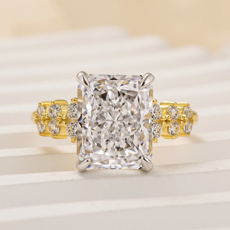 Louily Unique 4.5 Carat Radiant Cut Yellow Gold Engagement Ring holiday season Rich Detailing