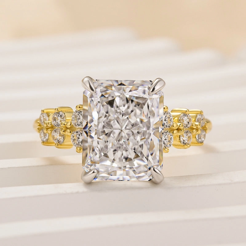 Glamour Shine Louily Unique 4.5 Carat Radiant Cut Yellow Gold Engagement Ring