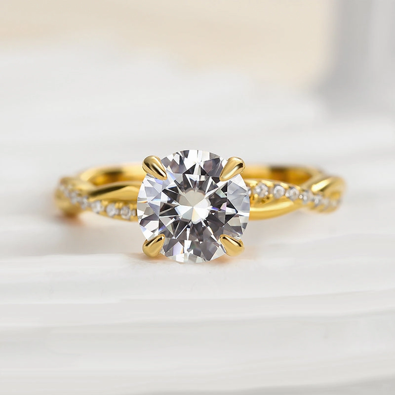 Polished Charm Close Up Louily 1.25 Carat Twist Round Cut Engagement Ring In Sterling Silver