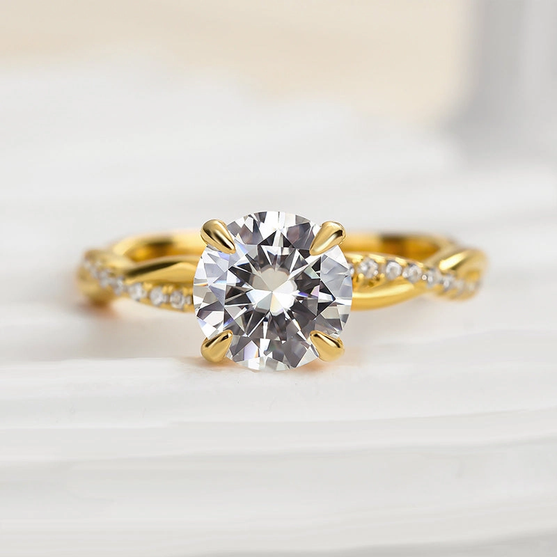 Louily 1.25 Carat Twist Round Cut Engagement Ring In Sterling Silver Silhouetted Shine Day To Night