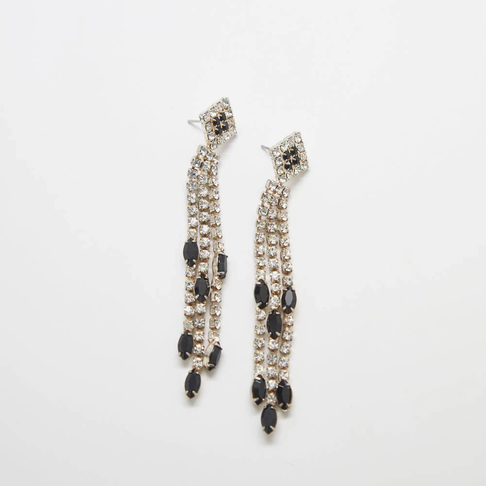 Elegant Mood Versatile Design Vintage Black & White Pav?? Cascade Earrings