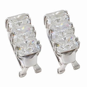 Safe Aesthetic Handcrafted Cubic Zirconia Gemstone Silver Earrings - Elegant & Affordable Jewelry