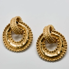 Vintage Fernando Originals Gold Hoop Clip-On Earrings Vibrant Appeal Dramatic Touch