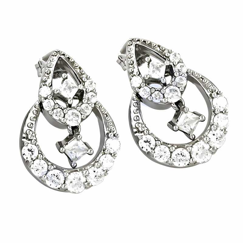 Premium Choice Artistic Item Indian Touch Cubic Zirconia 925 Silver Earrings - Glittering CZ Stylish Earrings