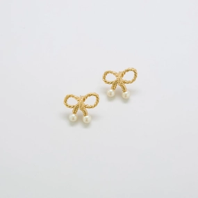Modern Accessory Classy Vibe Vintage Richelieu Gold & Pearl Bow Earrings