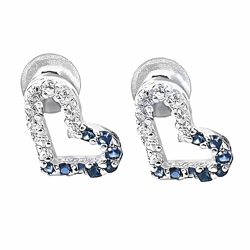 Delicate Creation Stunning Accent Lovely Heart Shape Cubic Zirconia Iolite Gemstone Silver Earrings