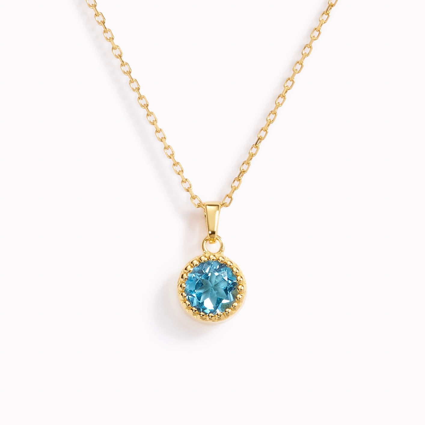 Bright Mood Spring Detail March Birthstone Necklace - Swiss Blue Topaz