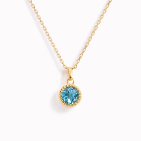 Bright Mood Spring Detail March Birthstone Necklace - Swiss Blue Topaz