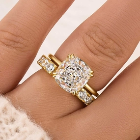 4.0Ct Cushion Cut Engagement Ring With Open Women's Wedding Band Engagement Style Personal Style