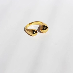 Waterdrop Chunky Open Ring 18K Gold and Silver Minimalist Ring Band | Adjustable Handcrafted Adornment
