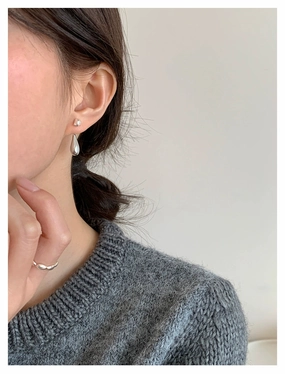 Waterdrop Ear Jacket Dangle Earrings Silver Ornate Vibe Seasonal Embellishment