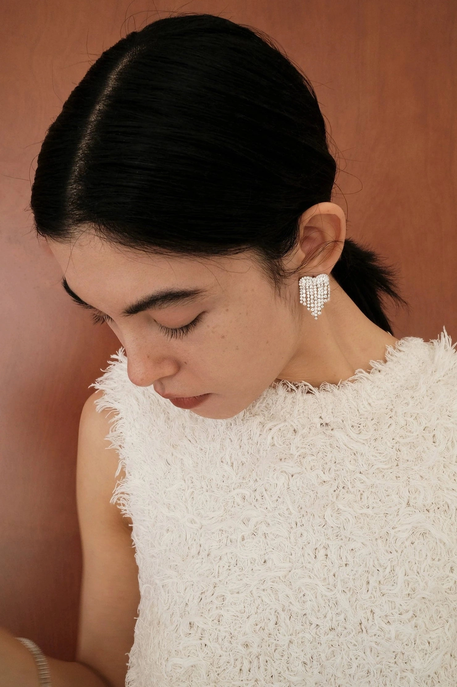 Waterfall Tassel CZ Dangle Earrings Silver Trendy Feature