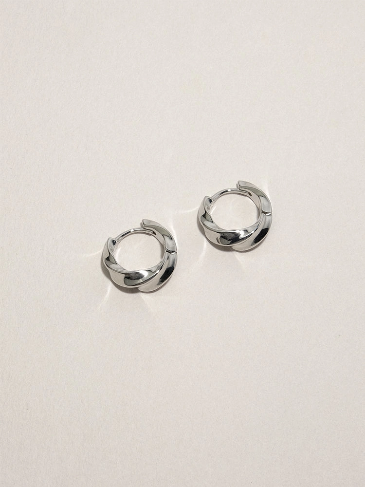 Gladys Contemporary Twisted Dainty Huggie Hoops Seasonal accessory Polished Design
