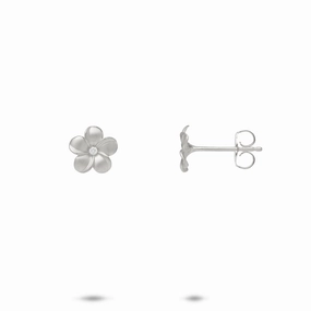 Plumeria Earrings in White Gold with Diamonds - 8mm Sparkling Must-Have