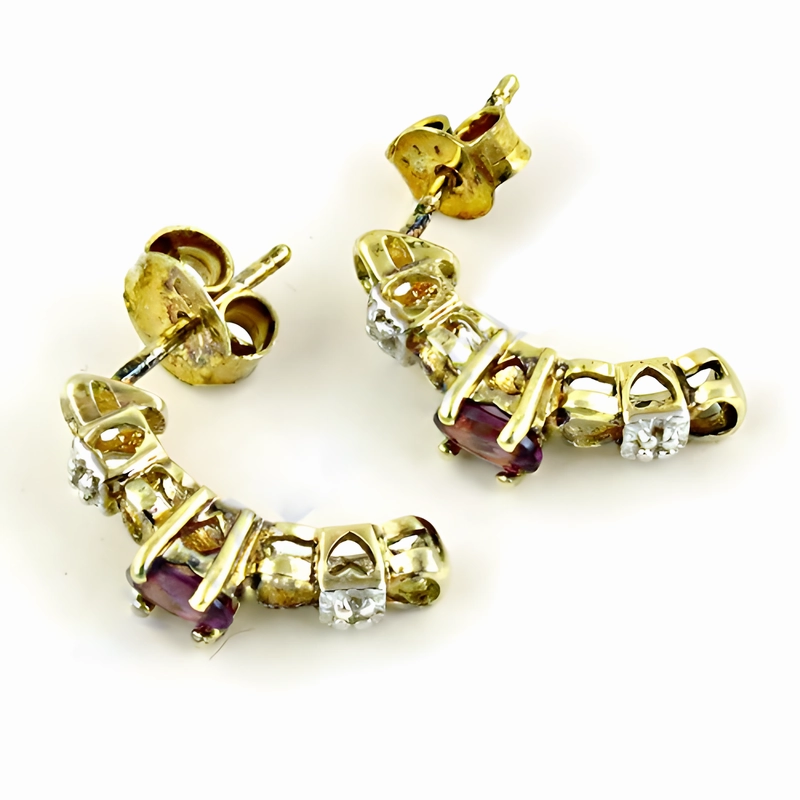 Elegant Garnet Cubic Zirconia Gemstone Silver Gold Plated Earrings - Shop Now Classic Accent Chic Accent