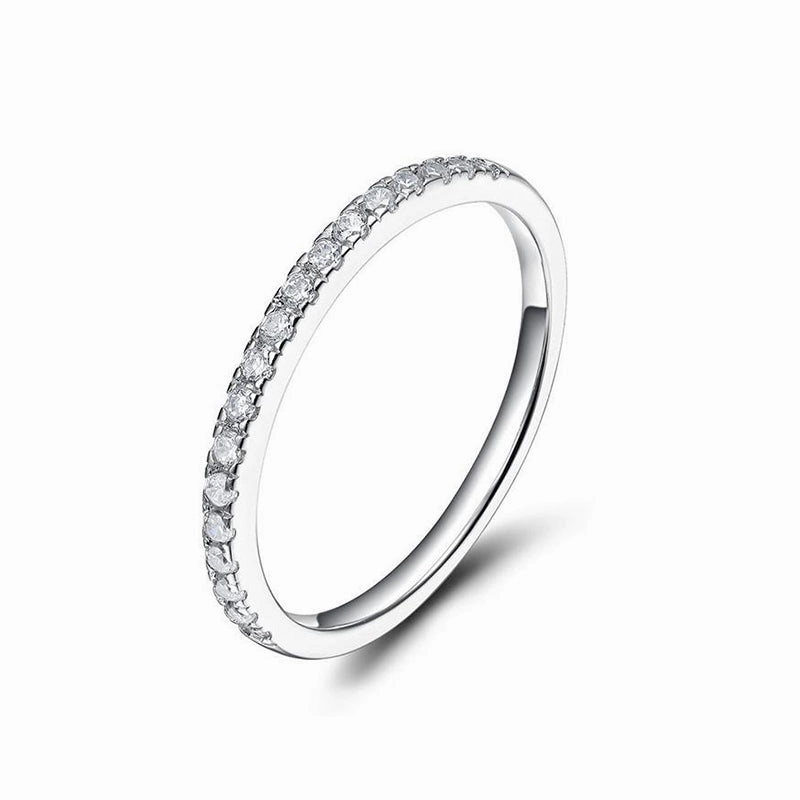 Elegant Vibe Wedding Band for 925 Sterling Silver Half Eternity Stackable Ring