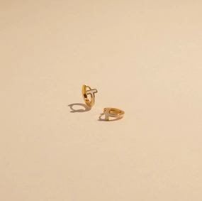 White Enamel Gold Hoops T-Wrap and Clover 18K Gold Stylish Embellishment