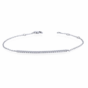 Dazzling Accent White Gold Thin Diamond Bar Bracelet