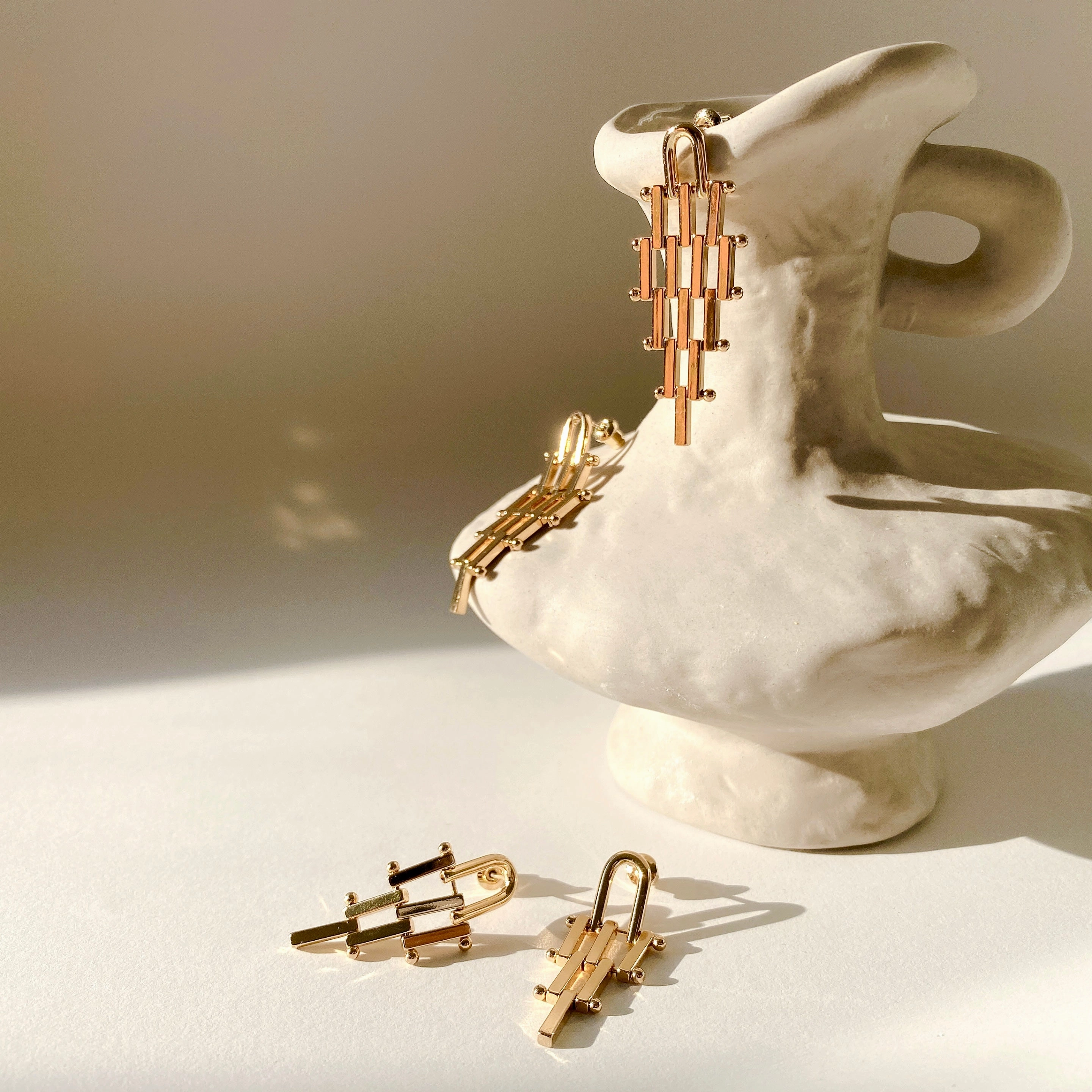 Shiny Design Durable Appearance Isotta Mesh Woven Drop Earrings 18K Gold/Silver