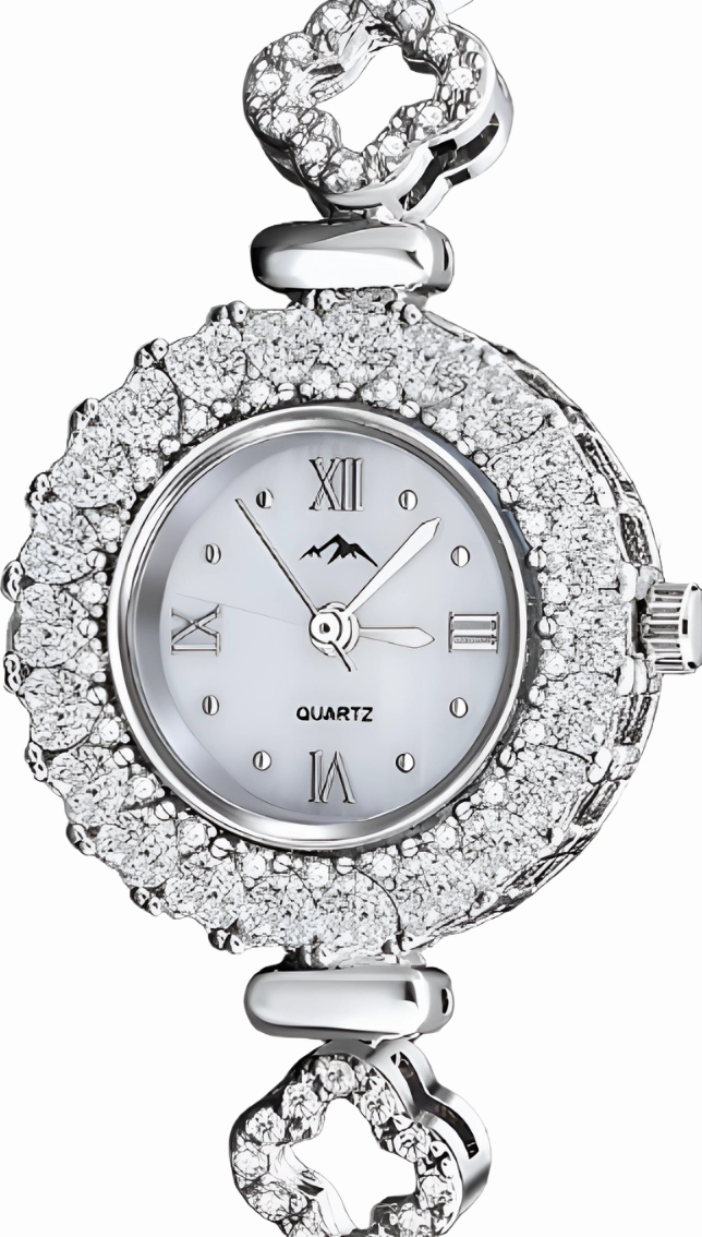 Romantic Glow Modern Detailing Women's Clover Iced Out Quartz Watch | S925