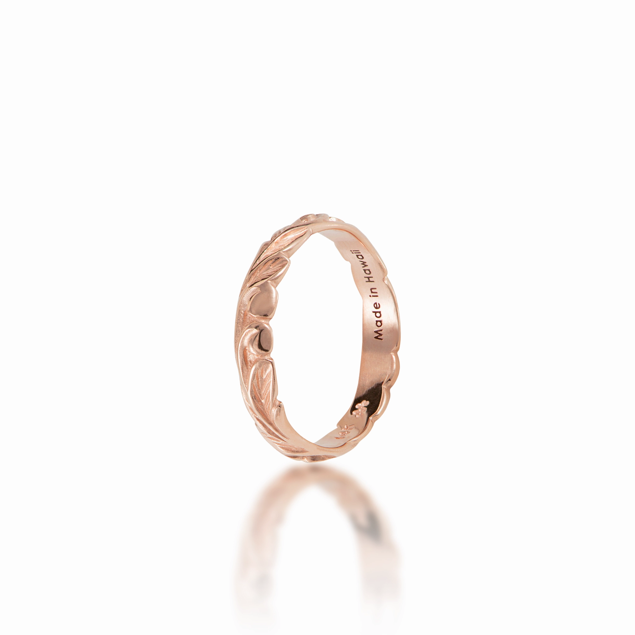 Girlfriend Gift Hawaiian Heirloom Old English Scroll Ring in Rose Gold - 3mm