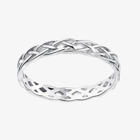 Opulent Edge Subtle Grace Woven Unisex Celtic Knot Eternity Wedding Band