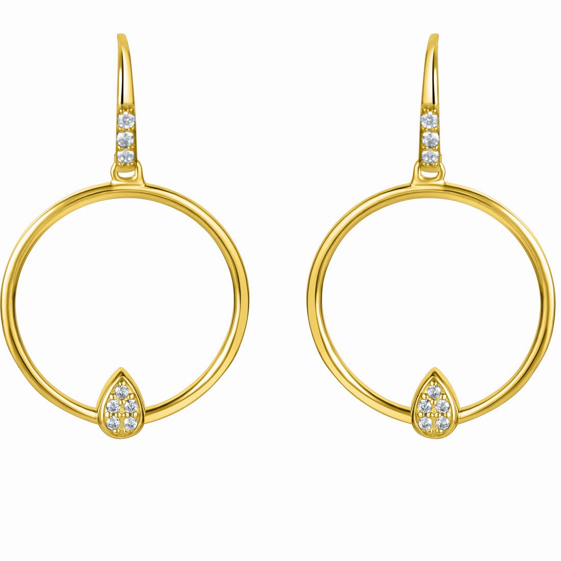 Classic Choice Triangular Piece Yellow-Tone Sterling Silver Floating Teardrop Charm Earrings