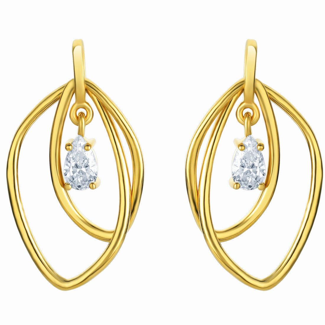 Tiny Item Yellow-Tone Sterling Silver Lotus Petal Drop Earrings