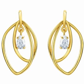 Tiny Item Yellow-Tone Sterling Silver Lotus Petal Drop Earrings